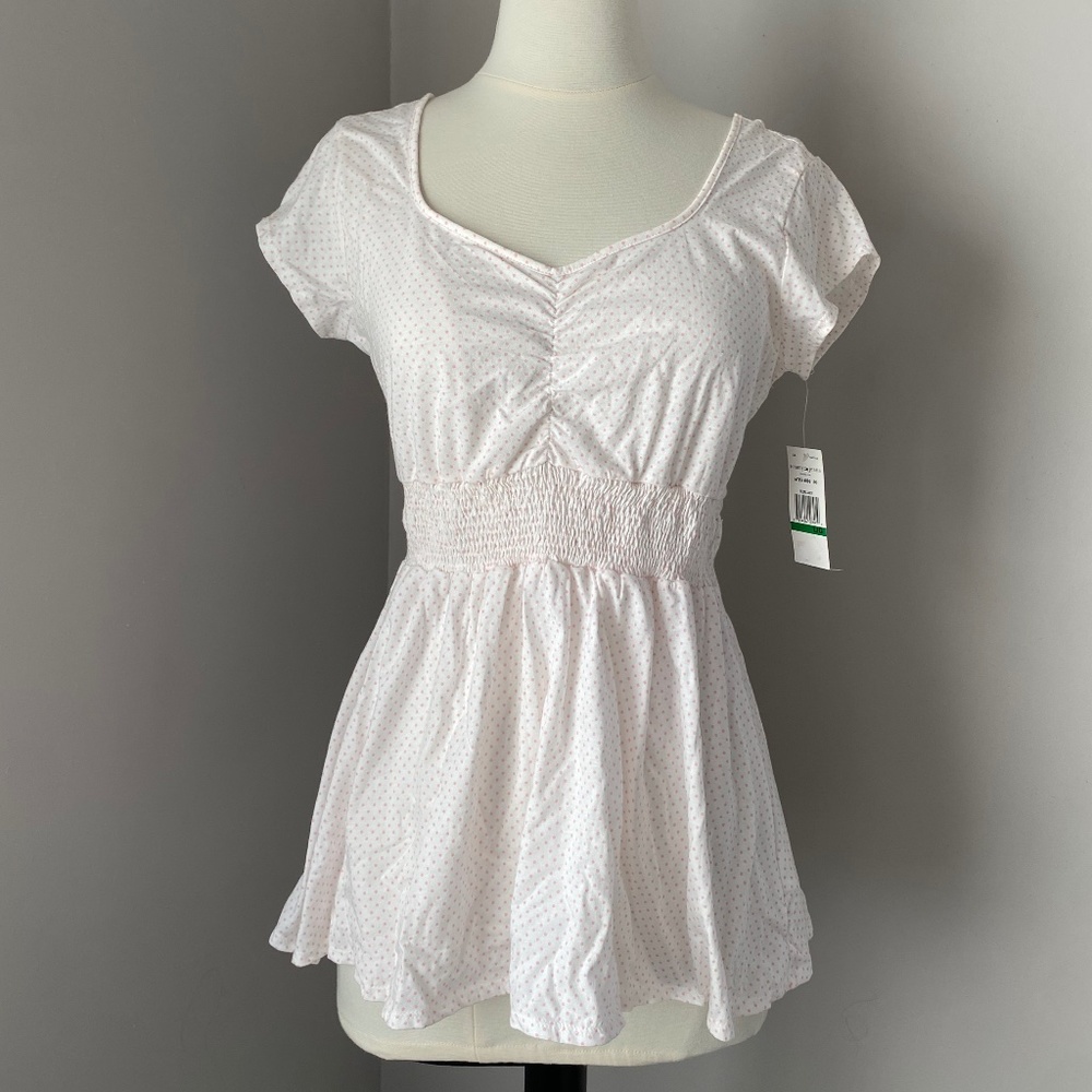 White Pink Dotted Blouse